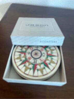 Jason Decorative Compass Wall Coasters - Red, Green, Gold